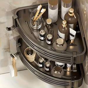 Estante Esquinero de Aluminio Autoadhesivo para Baño, Montado en la Pared sin Taladro, Organizador para Accesorios y Artículos de Aseo - Product Image 6