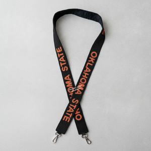 Oklahoma State Black Orange Beaded Embroidered <b>Polyester</b> Canvas Foundation <b>Lanyard</b> Detachable Utility Bag Strap Metal Hook OEM - Product Image 1