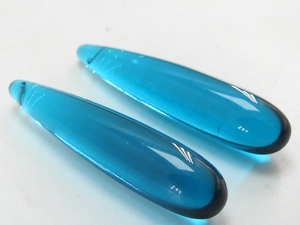 Cuentas de Cristal de Cuarzo Azul Topacio en Forma de Lágrima de 35 mm, Lisas y Alargadas, Par a Juego, para Fabricación de Joyería y Pendientes DIY - Product Image 3