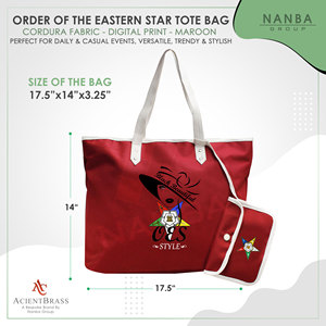 Bolsa de Mano Impermeable Color Granate con Cierre de Cremallera, Estilo OES, Eastern Star, Si-star, Sassy & Classy, Orden del Estrella del Este - Product Image 6