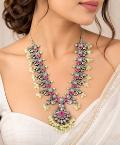 Proveedor Confiable, Juego de Collar con Circonitas y Patrón de Latón, Chapado en Platino para Mujer, Joyería Moderna para Bodas y Aniversarios - Product Image 4