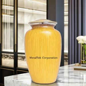 Urnas de cremación para adultos de Metal de aluminio de colores personalizados, tarros de recuerdo decorativos funerarios de estilo americano sombreado amarillo clásico, urna - Product Image 3