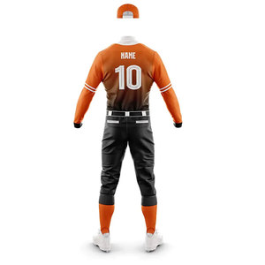 Ensemble de maillots de baseball pour hommes, orange et noir rayé, manches longues, fermeture boutonnée, respirant, ajusté, pour toutes les saisons - Product Image 5