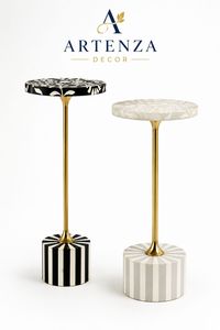 Panier de rangement moderne en marbre, rond, géométrique, avec dessus incrusté, pieds en acier, à un seul niveau, pour salon - Product Image 2