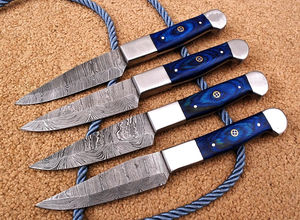 Cuchillo de carne de Damasco hecho a mano de alta calidad con mango de madera, cuchillo de chef afilado para cocina con funda de cuero. - Product Image 4