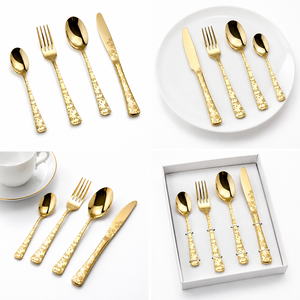 Golden Flatware Set Stainless Steel Cutlery Spoon <b>Fork</b> Knife Decorative Utensils for Wedding Dinner Tableware Hotel Restaurant - Product Image 3