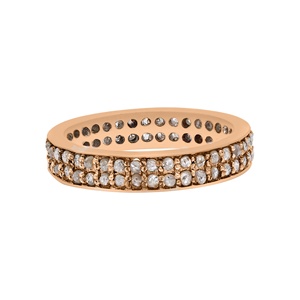 Anillo de Eternidad de Doble Hilera de Diamantes Naturales Chapado en Oro Amarillo sobre Plata de Ley 925 al por Mayor, Joyas Memoria - Product Image 3
