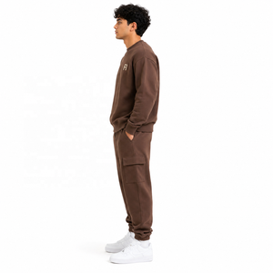 Sudadera con capucha extragrande personalizada para hombre, cuello redondo, manga regular, felpa francesa, conjunto casual de chándal y jogger B2B USA - Product Image 4