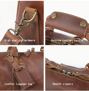 Bolsa de Viaje de Cuero Vintage, Bolsa de Gimnasio, Bolsa de Fin de Semana, Bolsa de Viaje con Cierre de Gran Capacidad, Bolso de Hombro, Bolsa de Viaje de Cuero - Product Image 6