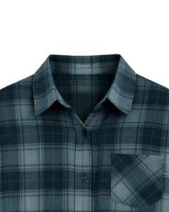 Chemise en flanelle à carreaux dégradé turquoise pour femme, personnalisée par le fabricant, à manches longues, boutonnée, décontractée, en mélange de coton, pour l'automne et l'hiver - Product Image 5