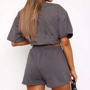 Conjunto de Verano para Mujer, 100% Algodón, Transpirable, Suave, para Uso Diario, Informal, Cómodo, Elegante, Estilo Urbano, 2 Piezas, Pantalones Cortos - Product Image 6