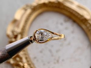 Modern Lab Grown 1.01CT VS1 Pear Cut Diamond Signet <b>Ring</b> Unique Design 14K Solid Gold Engagement Party for Brides Surprise Gift - Product Image 2