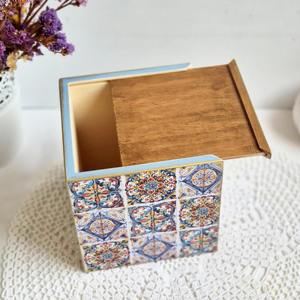 Caja de pañuelos de madera impresa a todo color, vibrante, para embalaje creativo de marca, caja de accesorios al por mayor - Product Image 4