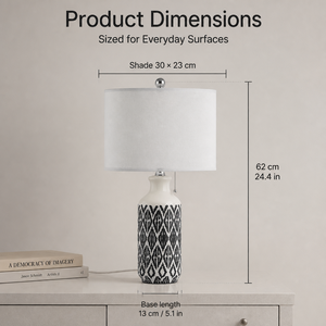 Modern Ceramic Table Lamp Set Of Two With Fabric Shade E27 <b>Pull</b> Switch For Bedroom Bedside And Living Room Decor - Product Image 2