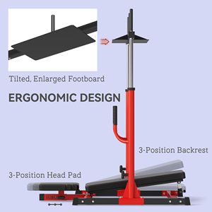 Macchina Leg Press Verticale Rossa Compatibile con Piastre Olimpiche, con Posizioni Regolabili per Gambe e Schiena, Attrezzatura da Palestra a Carico a Piastre - Product Image 6