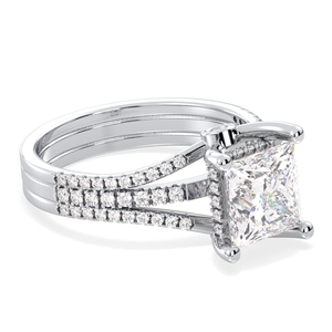 REYES Anillos de boda exquisitos con corte princesa de 2,52 quilates para mujer, joyería fina chapada en oro blanco de Plata de Ley 925 - Product Image 3