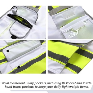 Chaleco de Seguridad Reflectante de Alta Visibilidad con Múltiples Bolsillos y Cierre de Cremallera, Ropa de Trabajo para Hombre, Ropa Casual de Verano - Product Image 6