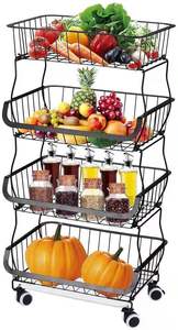 Metal Kitchen Home Organizer Home Organizer Wire Fold <b>Stackable</b> Kid Toys Metal Fruit Vegetable Storage <b>Baskets</b> - Product Image 2