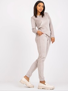 Ensemble de survêtement gris en coton pour femme, col rond, manches longues, couleur unie, jogging décontracté avec poches latérales, taille élastique, tenue d'automne - Product Image 6