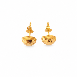 18K Yellow Gold Geometric Textured <b>Stud</b> <b>Earrings</b> for Women High Polish Daily Wear Party Wedding Gift Fine Jewelry - Product Image 5