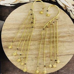 Fashionable Gold Sun <b>Ear</b> <b>Cuffs</b> Boho Brass <b>Earring</b> Celestial Women 18k Gold Plated Sun Design Boho Statement Jewelry Wholesale - Product Image 4