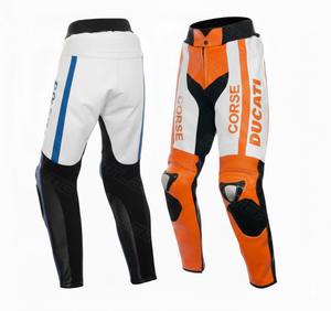 Pantalones de Cuero Premium Ajustados a Medida en Color Naranja – Protección Máxima para Motociclistas - Product Image 1