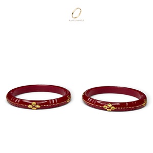 กำไลข้อมืออะคริลิคสีแดงไวน์สวยงาม ดีไซน์ลายดอกไม้ชุบทอง สำหรับผู้หญิง สวมใส่แบบชาติพันธุ์ งานแต่งงาน เครื่องประดับขายส่ง - Product Image 5