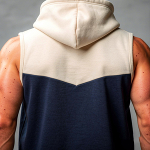 Haut à capuche sans manches zippé pour hommes et garçons, idéal pour l'entraînement et le fitness, vêtement de sport - Product Image 5