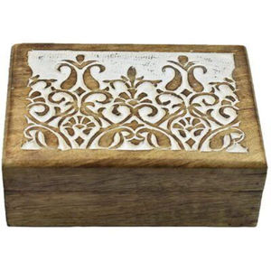 Modern Wooden Engraved Decorative Storage <b>Box</b> With Hinged Lid For Jewelry <b>Keepsake</b> Vanity Organizer For Homedecor Wedding Gift - Product Image 4