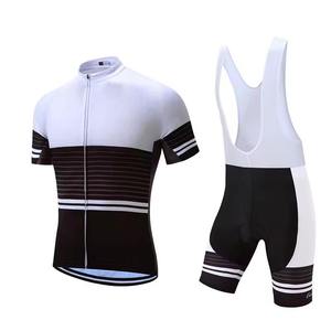 Conjunto de Jersey y Pantalones Cortos de Ciclismo para Hombre, Diseño a Rayas Blancas y Negras, Secado Rápido, Resistente al Viento, Uniforme para Ciclismo de Carretera - Product Image 1