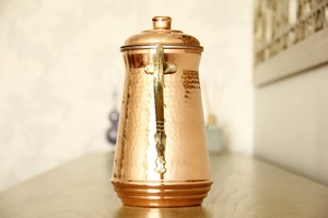Best Quality Natural Shiny Polished Copper <b>Water</b> Pitcher Set for Restaurant Hotel Use Eco-Friendly 1000-1500ml Capacity - Product Image 4