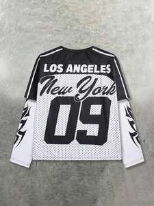 Maillot personnalisé surdimensionné en maille avec sublimation graphique, manches longues, streetwear unisexe, fournisseur en gros aux États-Unis - Product Image 3