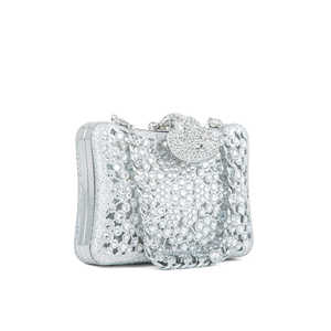 Silver Fancy <b>Evening</b> <b>Bag</b> Clutch P24192 - Product Image 2