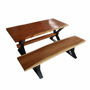 Ensemble table et banc en bois de Suar naturel, style rustique moderne, qualité supérieure, bord brut, mobilier en bois écologique et durable pour entrée et salle à manger - Product Image 4