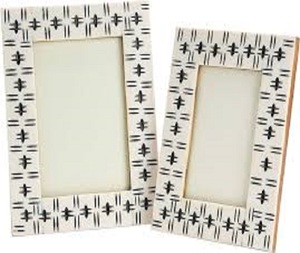 Cadre photo innovant en bois fait à la main blanc bleu incrustation d'os Style GM Impex décor de bureau à domicile cadeau sculpture sur fer - Product Image 3