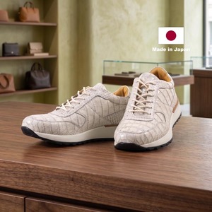 Fabriqué au Japon] Baskets en cuir à motif crocodile gaufré italien, simples et élégantes, fabriquées en cuir de cerf de haute qualité - Product Image 6