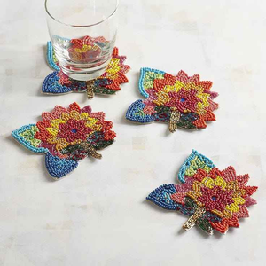Luxury Beadwork Appliques Handmade Round <b>Beaded</b> Shapes Customizable <b>Coasters</b> Insect Butterfly Embroidered Home Decor Accents - Product Image 6