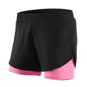 Shorts de sport 2-en-1 personnalisés OEM pour femmes, séchage rapide, entraînement, course à pied, avec doublure intérieure moulante, poches et taille élastique - Product Image 3