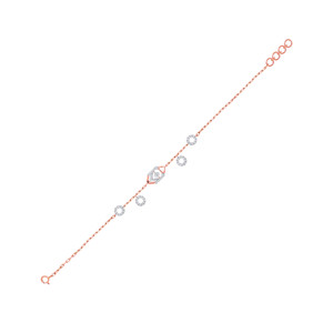 Pulsera de Lujo con Ojo Turco Geométrico de Diamantes en Oro Rosa de 18K para Mujer |   Pulsera Minimalista con Dije Circular |   Joyería Fina para Uso Diario - Product Image 1