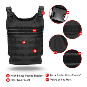 Chaleco Táctico Negro Portaplacas de Poliéster Cordura Ajustable para Entrenamiento al Aire Libre y Uso de Seguridad - Product Image 5