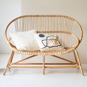 Sillón de ratán estilo mediados de siglo, sillas de descanso de caña natural sostenible, sofás para sala de estar - Product Image 2