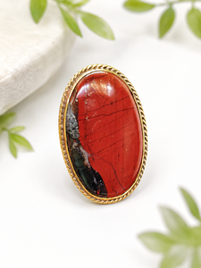 Colgante de latón con ranura de jaspe de sangre natural |   Colgante de latón hecho a mano con piedras preciosas |   Joyería Chapada en Oro |   Fabricante Mayorista OEM ODM - Product Image 1