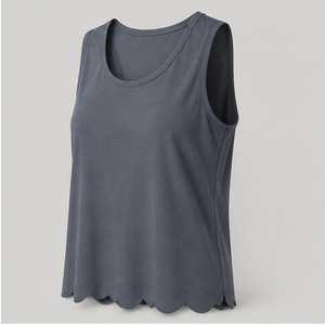 T-shirt sans manches gris ardoise à col rond et coupe décontractée pour femme WTS-0062 - Product Image 3