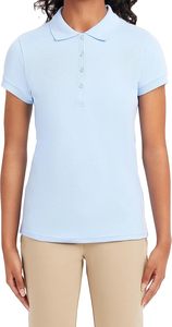 Polo à manches courtes bleu clair pour femme, couleur unie, coton piqué respirant, vêtements décontractés - Product Image 6