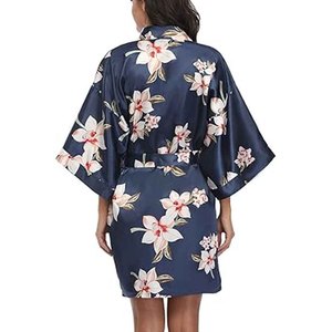 Albornoces Lisos de Satén de Poliéster al por Mayor para Mujer, Kimono, Bata de Baño, Fiesta, Playa, Novia, Dama de Honor, Boda, Ropa de Dormir, Logotipo Personalizado - Product Image 4