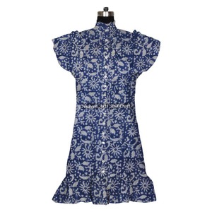 Designer Women Indian Ethnic Cotton Hand Block Print Summer <b>Dress</b> Sweet Style <b>Top</b> For Beach Perfect Gift For Her Size - Product Image 6
