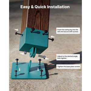 Heavy Duty 4-Pack <b>Swing</b> Set Brackets Leveling Hardware for 4x4 Posts (Actual 3.6 X 3.6 In) 45 & 60 Degree <b>Swing</b> Sets - Product Image 5