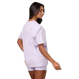 เสื้อยืดโอเวอร์ไซส์สีลาเวนเดอร์สำหรับผู้หญิง ผ้าฝ้ายเนื้อนุ่ม คอกลม ทรงหลวม สวมใส่สบายๆ สไตล์ลำลอง แฟชั่นสตรีทแวร์ เสื้อผ้าแฟชั่น - Product Image 2