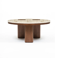 Grande table basse moderne de qualité supérieure en bois massif avec plateau en marbre, extensible, mobile et pliable, design élégant, meilleur mobilier de salon polonais