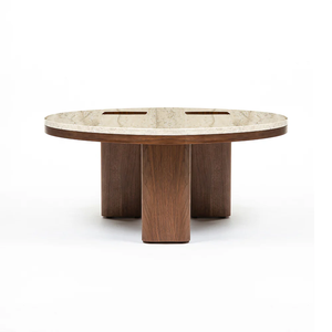 Large Premium <b>Solid</b> <b>Wood</b> marble Top Extendable Coffee <b>Table</b> <b>Round</b> Design With Best Polish For Living Room Furniture - Product Image 2